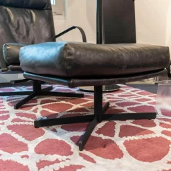 Signet Relaxsessel|Sessel Si Gin Leder Rancho Schwarz Drehkreuz Samtlack Schwarz Mit Hocker