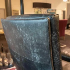 Signet Relaxsessel|Sessel Si Gin Leder Rancho Schwarz Drehkreuz Samtlack Schwarz Mit Hocker