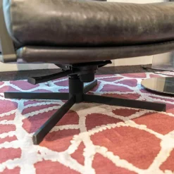 Signet Relaxsessel|Sessel Si Gin Leder Rancho Schwarz Drehkreuz Samtlack Schwarz Mit Hocker