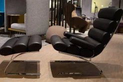 COR Loungesessel|Sessel Sinus 23111 Leder 486 Schwarz Gestell Verchromt mit Sessel