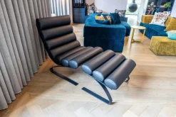 COR Relaxsessel|Sessel Sinus Leder 286 Schwarz Metall Gestell Schwarz Pulverbeschichtet Mit Hocker Sinus Leder 286