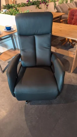 Hukla Relaxsessel|Sessel Smart Leder Credo Anthrazit Sternfuß Edelstahl