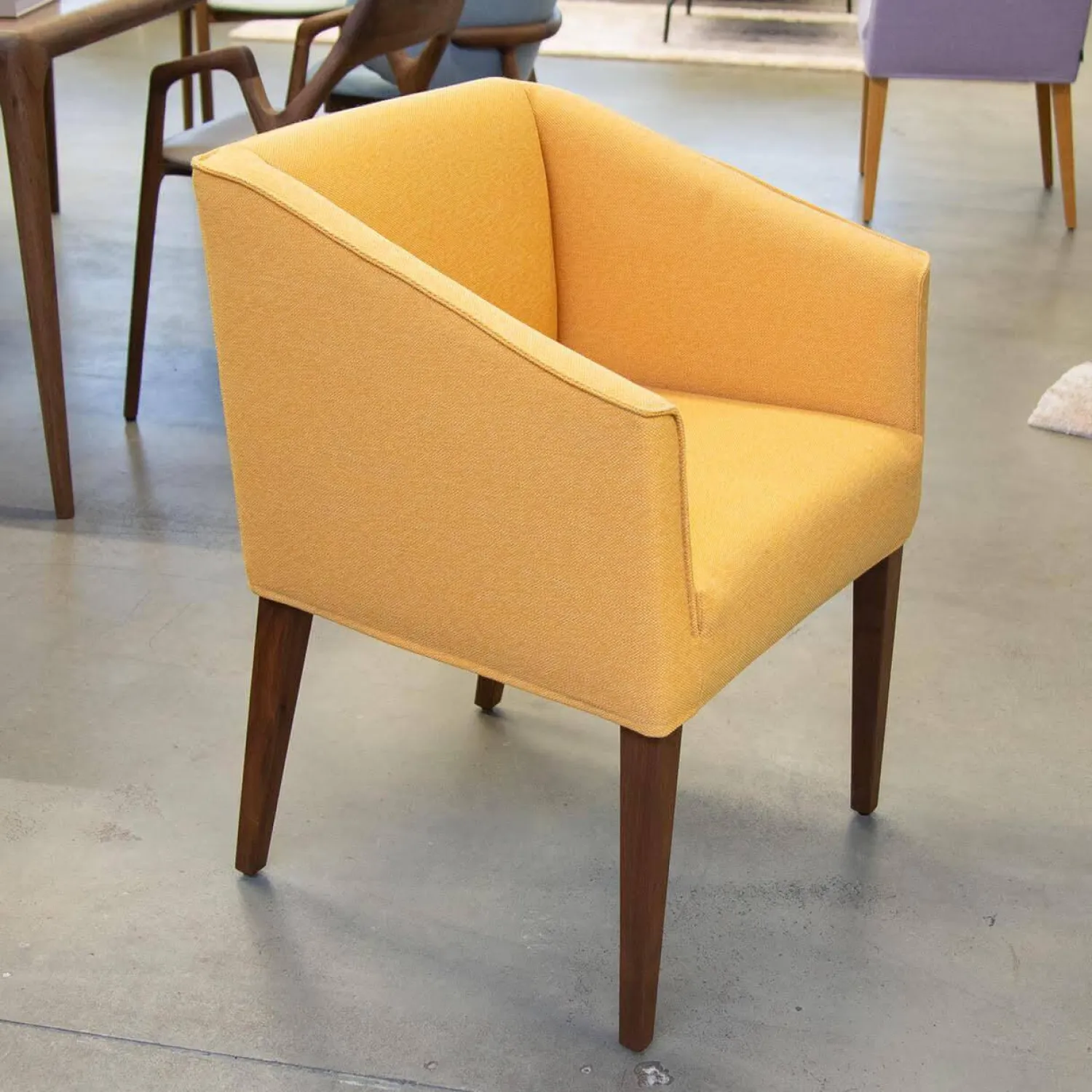 Signet Einzelstühle|Sessel Smilla Stoff Steelcut Quartett Gelb Fuß Nussbaum