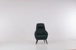 Werther Relaxsessel|Sessel Sola Stoff Cricket Reed K5232 01 Grün Füße Holz Schwarz Inklusive Nackenkissen