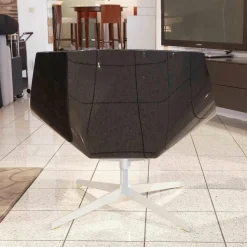 Fritz Hansen Relaxsessel|Sessel Space JI 11 Schwarz Hochglanz Softleder Cognacfarbig Kat. 6