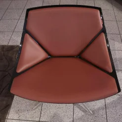 Fritz Hansen Relaxsessel|Sessel Space JI 11 Schwarz Hochglanz Softleder Cognacfarbig Kat. 6