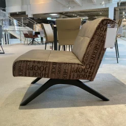 JOOP! Loungesessel|Sessel Square Leder Eleganza Fango Beige Stoff Statement Rose Gestell Buche Schwarz Lackiert