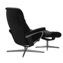 Stressless Relaxsessel|Sessel Sunrise L Leder Paloma Schwarz Cross Gestell Aluminium Poliert Holzakzente Schwarz