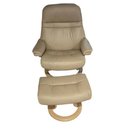 Stressless Relaxsessel|Sessel Sunrise L Leder Paloma Sand Beige Gestell Classic Eiche Natur Mit Hocker