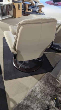 Stressless Relaxsessel|Sessel Sunrise M Leder Paloma Light Grey Grau Gestell Signature 40 Alu Poliert Holz Wenge Schwarz Mit Hocker