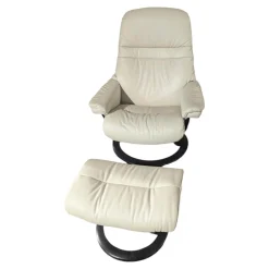 Stressless Relaxsessel|Sessel Sunrise M Leder Paloma Light Grey Grau Gestell Classic Wenge Schwarz Mit Hocker