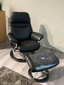 Stressless Relaxsessel|Sessel Sunrise S Leder Paloma Black Schwarz Gestell Signature 40 Alu Poliert Holzfarbe 05 Schwarz