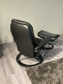Stressless Relaxsessel|Sessel Sunrise S Leder Paloma Black Schwarz Gestell Signature 40 Alu Poliert Holzfarbe 05 Schwarz