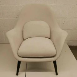 Fredericia Relaxsessel|Sessel Swoon Lounge Stoff Maple 102 Creme Holz Schwarz Lackiert