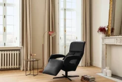 Jori Relaxsessel|Sessel Symphony Mono Move Medi Leder Celia Nero Schwarz 4 Stern Fuß Gewellt Lackiert Schwarz