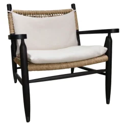 Flexform Einzelstühle|Sessel Tessa Sitz Geflecht Eschenholz Braun Kissen Weiß Gestell Schwarz