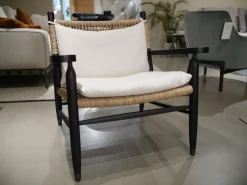 Flexform Einzelstühle|Sessel Tessa Sitz Geflecht Eschenholz Braun Kissen Weiß Gestell Schwarz