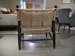 Flexform Einzelstühle|Sessel Tessa Sitz Geflecht Eschenholz Braun Kissen Weiß Gestell Schwarz