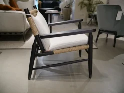 Flexform Einzelstühle|Sessel Tessa Sitz Geflecht Eschenholz Braun Kissen Weiß Gestell Schwarz