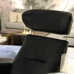 Conform Loungesessel|Sessel Time Out 6003 Leder 2514 89 Fantasy Black Schwarz Sitzschale Walnuss Fuß Aluminium Mit Hocker