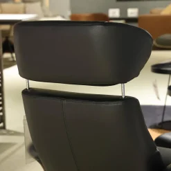 Conform Loungesessel|Sessel Time Out 6003 Leder 2514 89 Fantasy Black Schwarz Sitzschale Walnuss Fuß Aluminium Mit Hocker