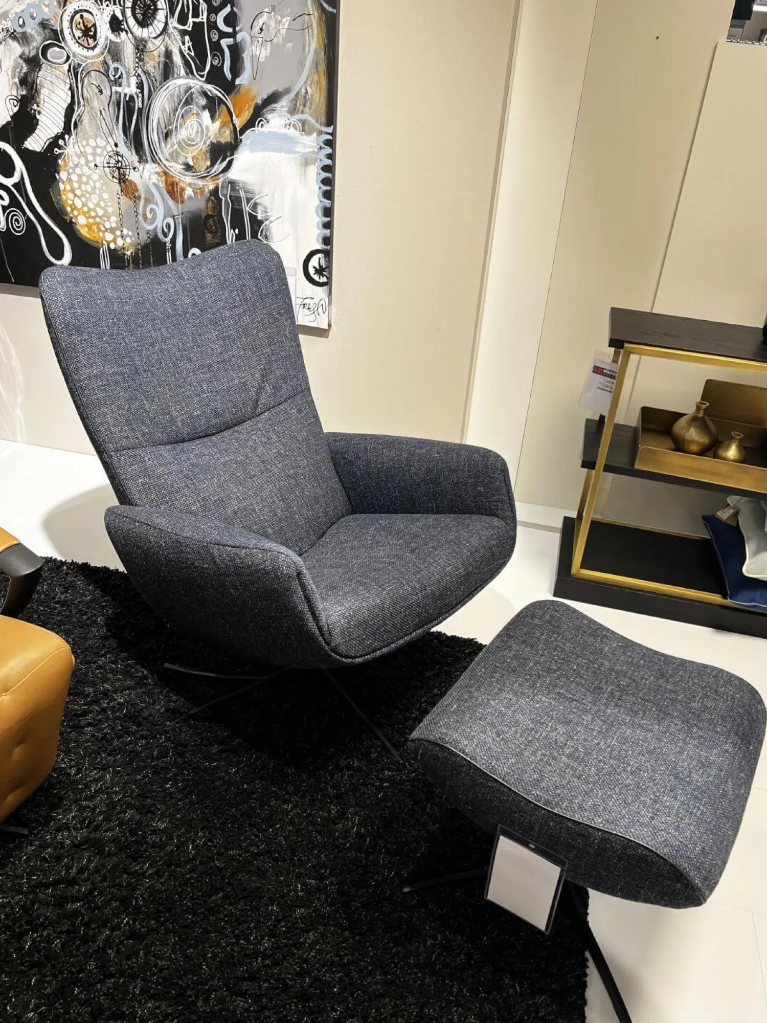 Jori Relaxsessel|Sessel Time Out Stoff Siena 12 Grau 4 Stern Fuß Metall Schwarz Lackiert Inklusive Hocker