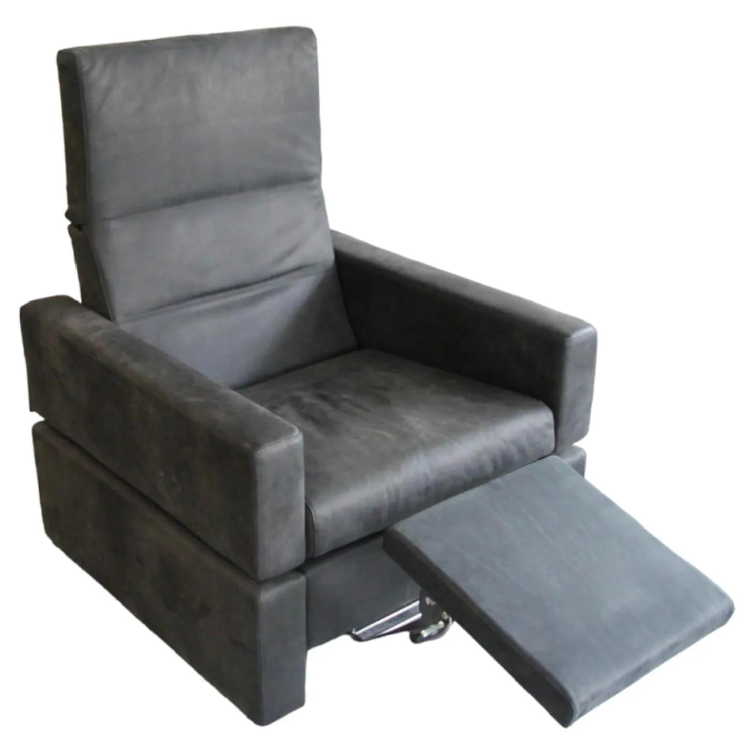 Brühl Relaxsessel|Sessel Tomo Leder Glove 5625 10 Grau Füße Metall Verchromt Mit Fußstütze
