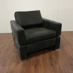 Brühl Relaxsessel|Sessel Tomo Leder Glove 5625 10 Grau Füße Metall Verchromt Mit Fußstütze