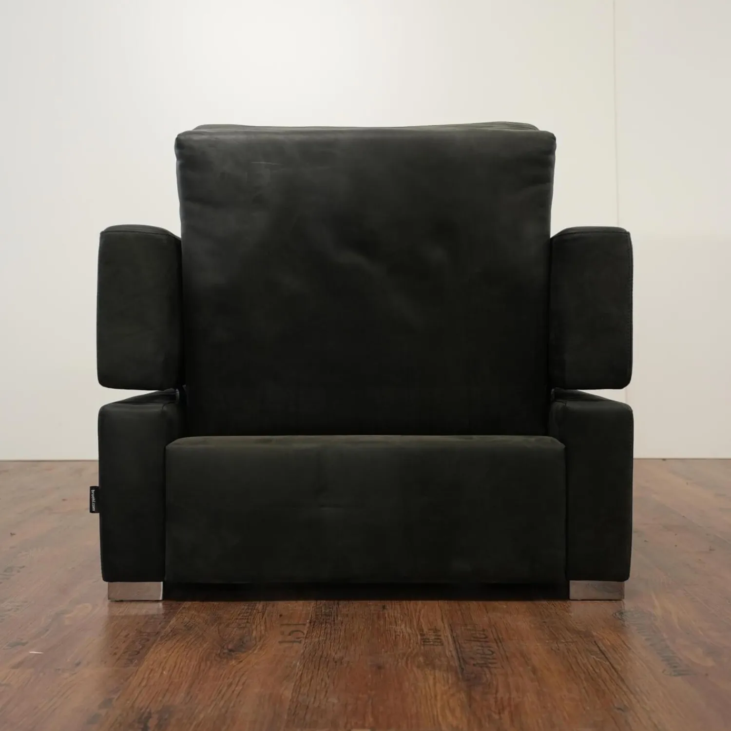 Brühl Relaxsessel|Sessel Tomo Leder Glove 5625 10 Grau Füße Metall Verchromt Mit Fußstütze