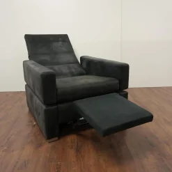 Brühl Relaxsessel|Sessel Tomo Leder Glove 5625 10 Grau Füße Metall Verchromt Mit Fußstütze