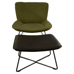 Rolf Benz Loungesessel|Sessel Und Hocker 383 Bezug Stoff 05 214 Maigrün Grün Hocker Leder 36 407 Schwarz Metallgestell RAL 9017 Verkehrsschwarz