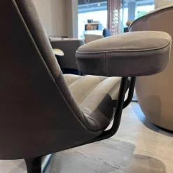 Walter Knoll Relaxsessel|Sessel Und Hocker Healey Lounge Leder Vintage mit Hocker 1410 Cigar 4-Fuss Kreuzgestell Alu Matt Bro