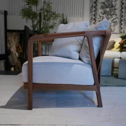 Flexform Polstergruppen|Sessel Und Sofa Crono Bezug Stoff Creme Gestell Nussbaum