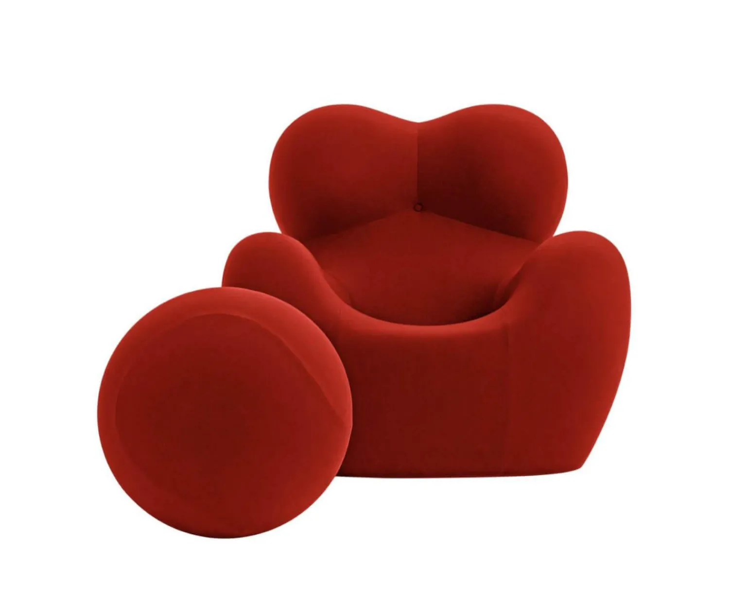 B&B Italia Relaxsessel|Sessel UP 2000 Stoff Jersey Soara Rot Metallbasis Unterseite Kernleder Mit Hocker