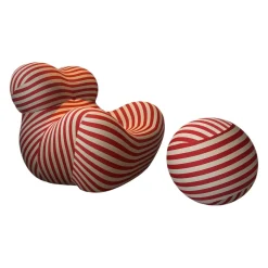 B&B Italia Relaxsessel|Sessel Up 2000 Stoff Soara 06 Gestreift Orange Beige Inklusive Hocker Ball