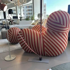 B&B Italia Relaxsessel|Sessel Up 2000 Stoff Soara 06 Gestreift Orange Beige Inklusive Hocker Ball