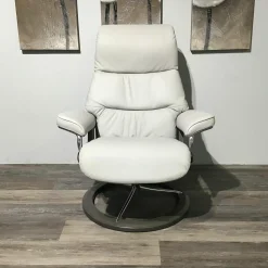 Stressless Relaxsessel|Sessel View Leder Batick Platinum Grey Gestell Signature Grau mit Hocker