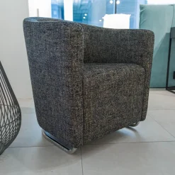 IP Design Relaxsessel|Sessel Vigo Stoff Quinto Grau Edelstahlkufe Poliert