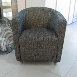 IP Design Relaxsessel|Sessel Vigo Stoff Quinto Grau Edelstahlkufe Poliert