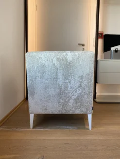 Ligne Roset Loungesessel|Sessel Voltige Stoff Weiß Grau Gemustert Füße Metall Weiß Lackiert