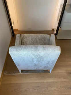 Ligne Roset Loungesessel|Sessel Voltige Stoff Weiß Grau Gemustert Füße Metall Weiß Lackiert