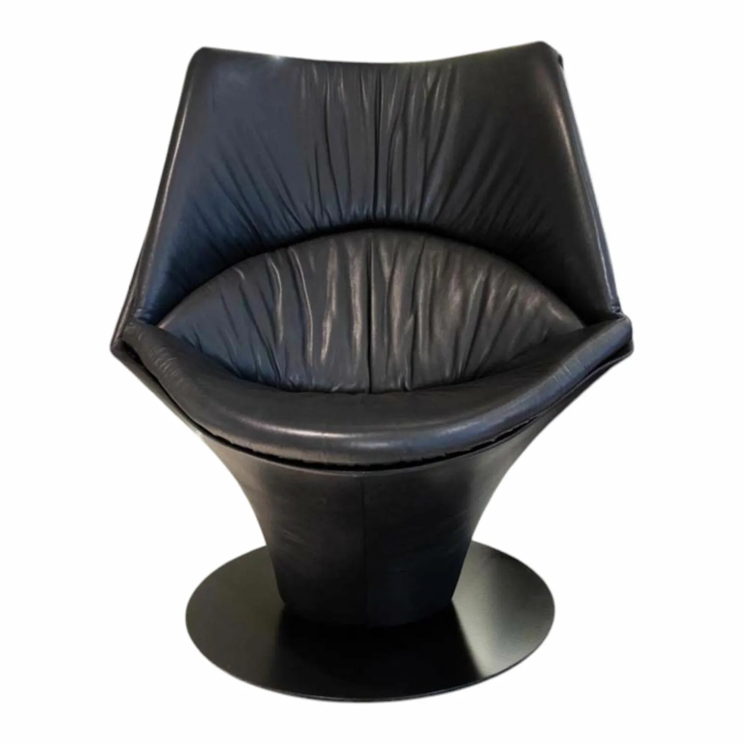 Werther Loungesessel|Sessel W100 Limited Edition Anilinleder Schwarz L 720010 Fuß Tellerscheibe Edelstahl Schwarz Drehbar