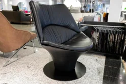 Werther Loungesessel|Sessel W100 Limited Edition Anilinleder Schwarz L 720010 Fuß Tellerscheibe Edelstahl Schwarz Drehbar