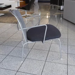 B&B Italia Einzelstühle|Relaxsessel|Sessel Web Stoff Serra Anthrazit Rücken Netz Grau Gestell Chrom