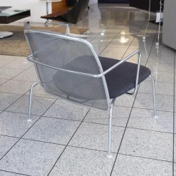 B&B Italia Einzelstühle|Relaxsessel|Sessel Web Stoff Serra Anthrazit Rücken Netz Grau Gestell Chrom