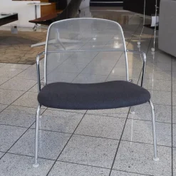 B&B Italia Einzelstühle|Relaxsessel|Sessel Web Stoff Serra Anthrazit Rücken Netz Grau Gestell Chrom