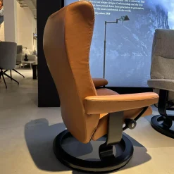 Stressless Relaxsessel|Sessel Wing M Classic Bezug Leder Paloma New Cognac Braun Gestell Schwarz