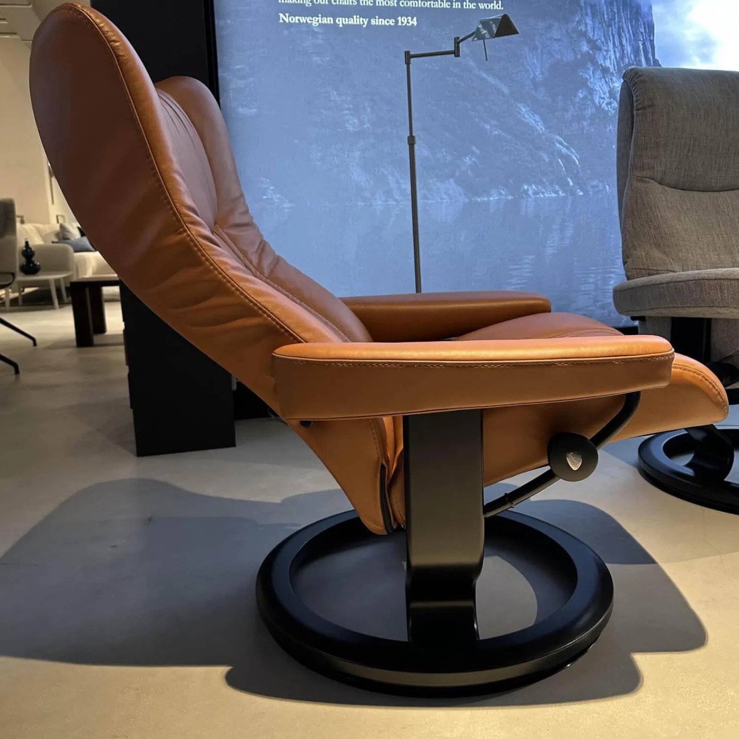 Stressless Relaxsessel|Sessel Wing M Classic Bezug Leder Paloma New Cognac Braun Gestell Schwarz