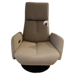 WK Wohnen Relaxsessel|Sessel WK 616 Carlos Leder G Davinci Dune Beige Grau Drehteller Holz Black Schwarz Matt Mit 2 Motoren Und Kipptaster