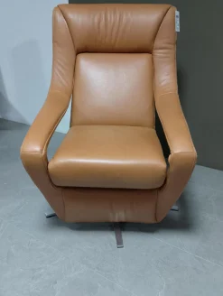 Koinor Relaxsessel|Sessel Yoko No 5 Leder B Toro Whisky Braun Gestell 5 Arm Drehkreuz Nickel Silber Satiniert